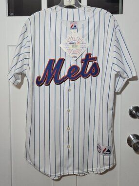 NWT Vintage Buttonup Pinstripe Majestic New York Mets Home Jersey